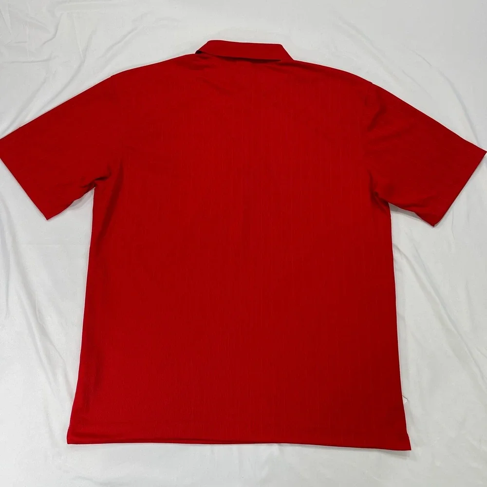 Nike Golf Polo Shirt Mens Large Red Dri-FIT Tonal Stripe Short Sleeve 244620-625